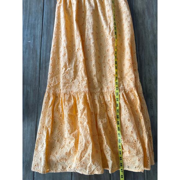 Rails Eyelet Midi Dress XS Marigold Cotton Flutter Sleeve Lined Boho Summer - Picture 4 of 6